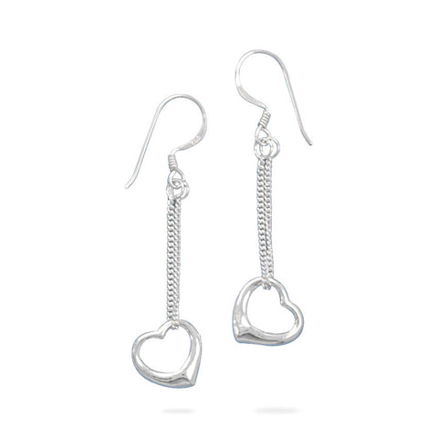 French Wire Earrings with Floating Heart Drop