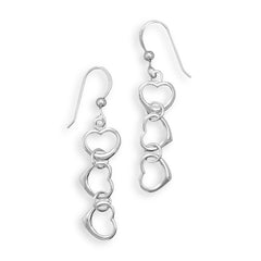Rhodium Plated Cut Out Heart Drop Earrings
