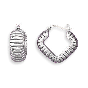 Oxidized Electroform Diamond Shape Hoop Earrings