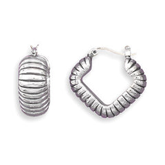 Oxidized Electroform Diamond Shape Hoop Earrings