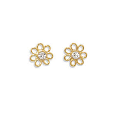 14 Karat Gold Plated Flower Stud Earrings