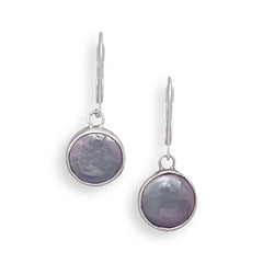 Grey Cultured Freshwater Coin Pearl Lever Back Earrings