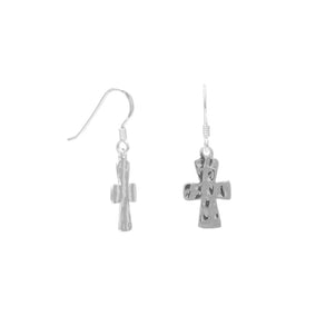 Hammered Cross French Wire Earrings