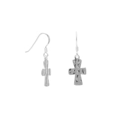 Hammered Cross French Wire Earrings