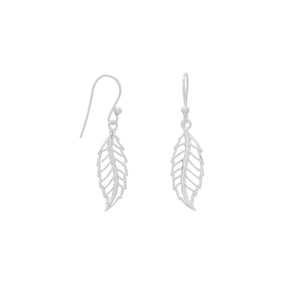 Cut Out Leaf Design French Wire Earrings