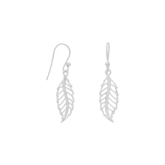 Cut Out Leaf Design French Wire Earrings