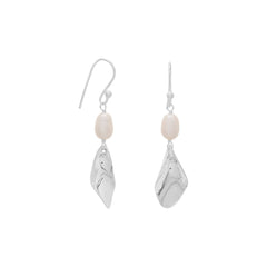 Cultured Freshwater Pearl and Twist Drop French Wire Earrings