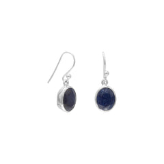 Oval Faceted Rough-Cut Sapphire Earrings
