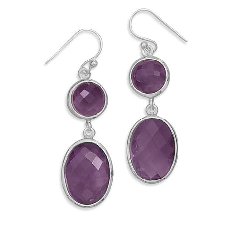 Amethyst Drop French Wire Earrings