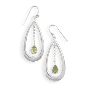 Polished Cut Out Earrings with Peridot Drop
