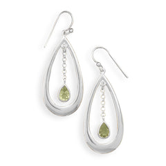 Polished Cut Out Earrings with Peridot Drop