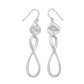 French Wire Earrings with Polished Tag and Infinity Drop