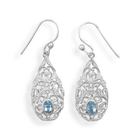 Pear Shape Blue Topaz Drop Earrings