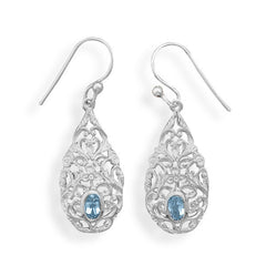 Pear Shape Blue Topaz Drop Earrings