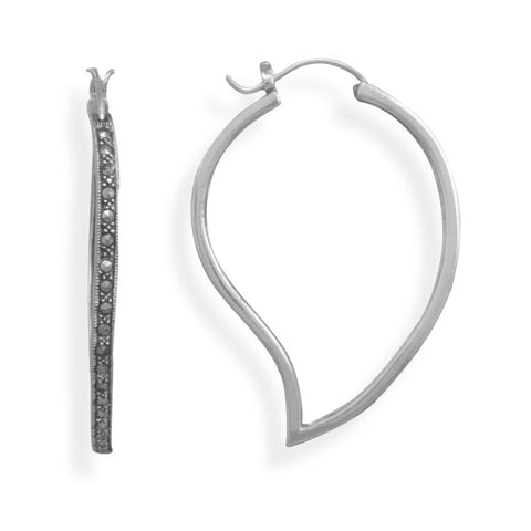 Marcasite Leaf Shape Hoop Earrings
