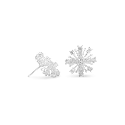 CZ Snowflake Post Earrings
