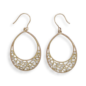 Gold Plated Sterling Silver Oval Filigree Earrings