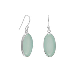 Oval Green Chalcedony French Wire Earrings