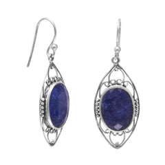 Polished Rough-Cut Sapphire French Wire Earrings