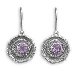 Oxidized Amethyst Wire Earrings