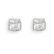 3mm CZ Square Earrings