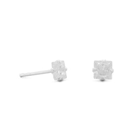 4mm CZ Square Earrings