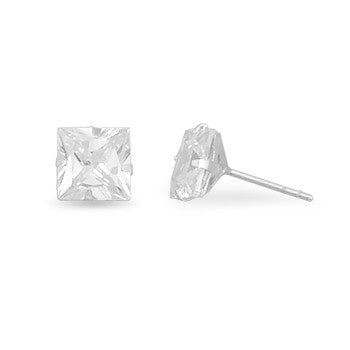 7mm CZ Square Earrings