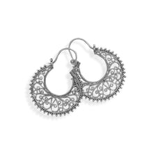 Ornate Bead and Scroll Hoop Earrings