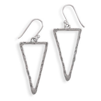 Oxidized Triangle French Wire Earrings