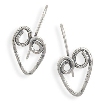 Oxidized Textured Heart Earrings