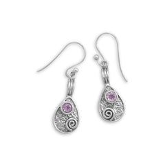 Pear Drop Earrings with Amethyst