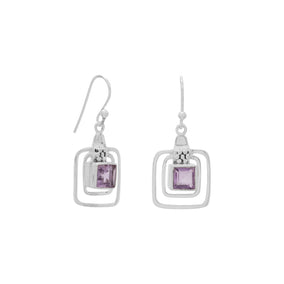 Cut Out Square Amethyst Earrings