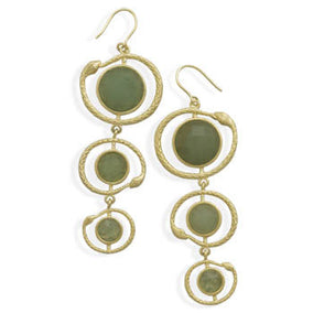 Gold Plated Aventurine Snake Design Earrings