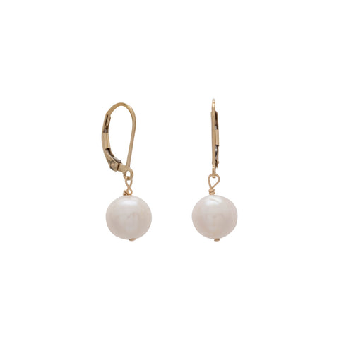Cultured Freshwater Pearl 14/20 Gold Filled Lever Earrings