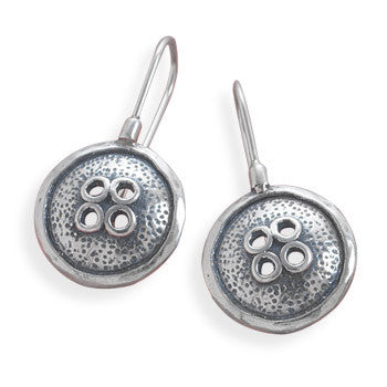 Oxidized Button Design Earrings
