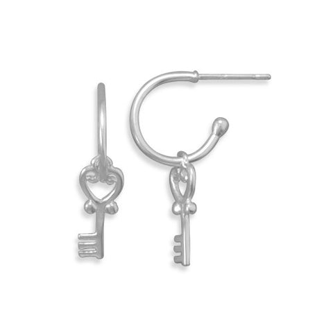 3/4 Hoop Earrings with Key Charm