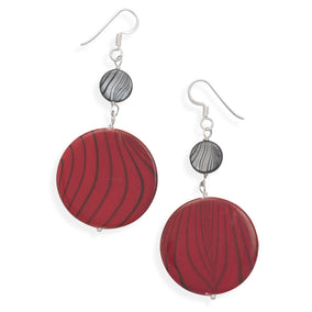 Red and Grey Shell Earrings