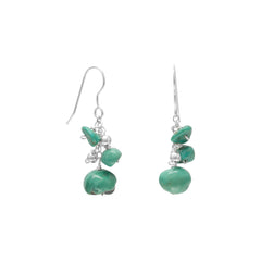 Reconstituted Turquoise and Silver Bead Drop Earrings