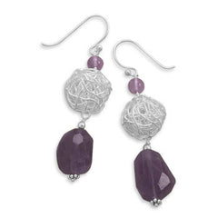 Amethyst and Wire Bead Earrings