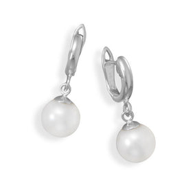 Simulated Pearl Hinged Hoop Earrings