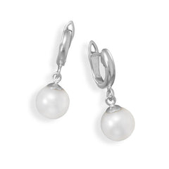 Simulated Pearl Hinged Hoop Earrings