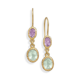 14 Karat Gold Plated Amethyst Earrings