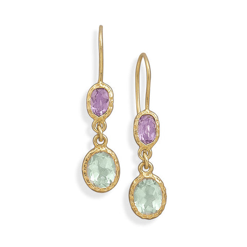 14 Karat Gold Plated Amethyst Earrings
