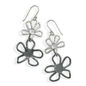 Double Flower Drop Earrings
