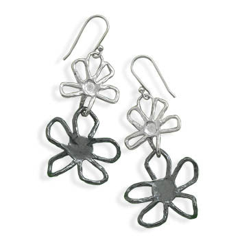 Double Flower Drop Earrings