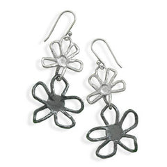 Double Flower Drop Earrings