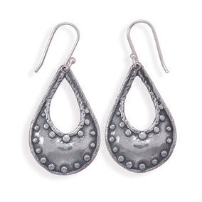Oxidized Pear Shape Earrings with Bead Design