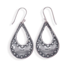 Oxidized Pear Shape Earrings with Bead Design