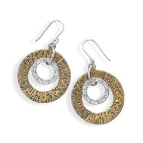 Two Tone Circle Drop Earrings