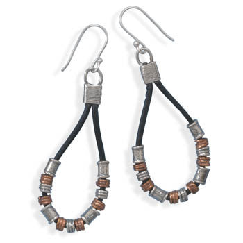 Two Tone and Black Leather Earrings